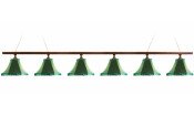 Лампа Классика 1 6пл. сосна (№5,бархат зеленый,бахрома желтая,фурнитура золото)