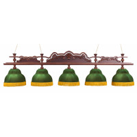 Лампа Император 5пл. клен (№6,бархат зеленый,бахрома желтая,фурнитура золото)