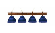 Лампа Ампир 4пл. ясень (№1,бархат синий,бахрома синяя,фурнитура золото)