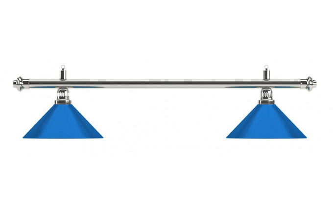 Лампа на два плафона "Blue Light" (серебристая штанга, синий плафон D35см)