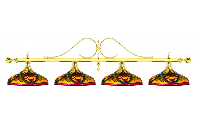 Лампа на четыре плафона "Classic Colorful" (витая золотистая штанга, цветной плафон D44см)
