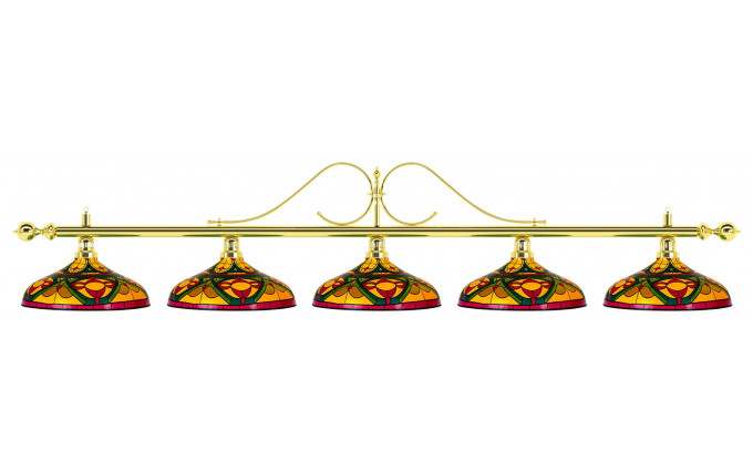 Лампа на пять плафонов "Classic Colorful" (витая золотистая штанга, цветной плафон D44см)